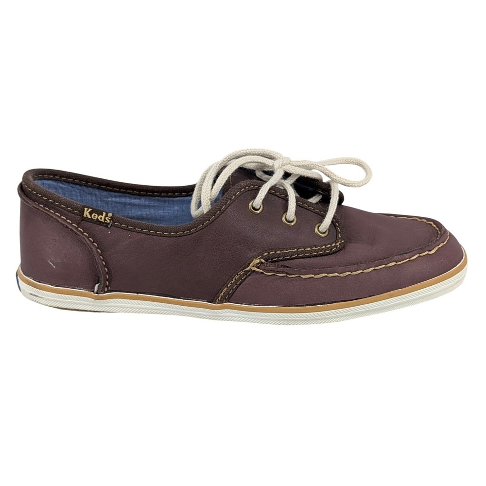 Keds Skipper Womens Brown Leather Boat Shoes Loafers Size 5.5 Preppy Coastal